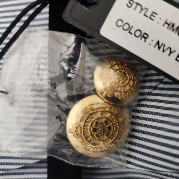 Harve Benard Navy Textured Blazer Size 6 Gold Button Closure Navy Blue - Picture 16 of 16